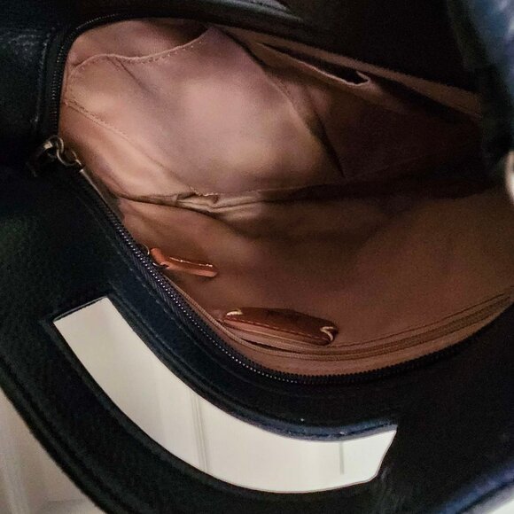 The Sak Blue Leather Handbag w/ Beaded Flowers - Picture 6 of 7